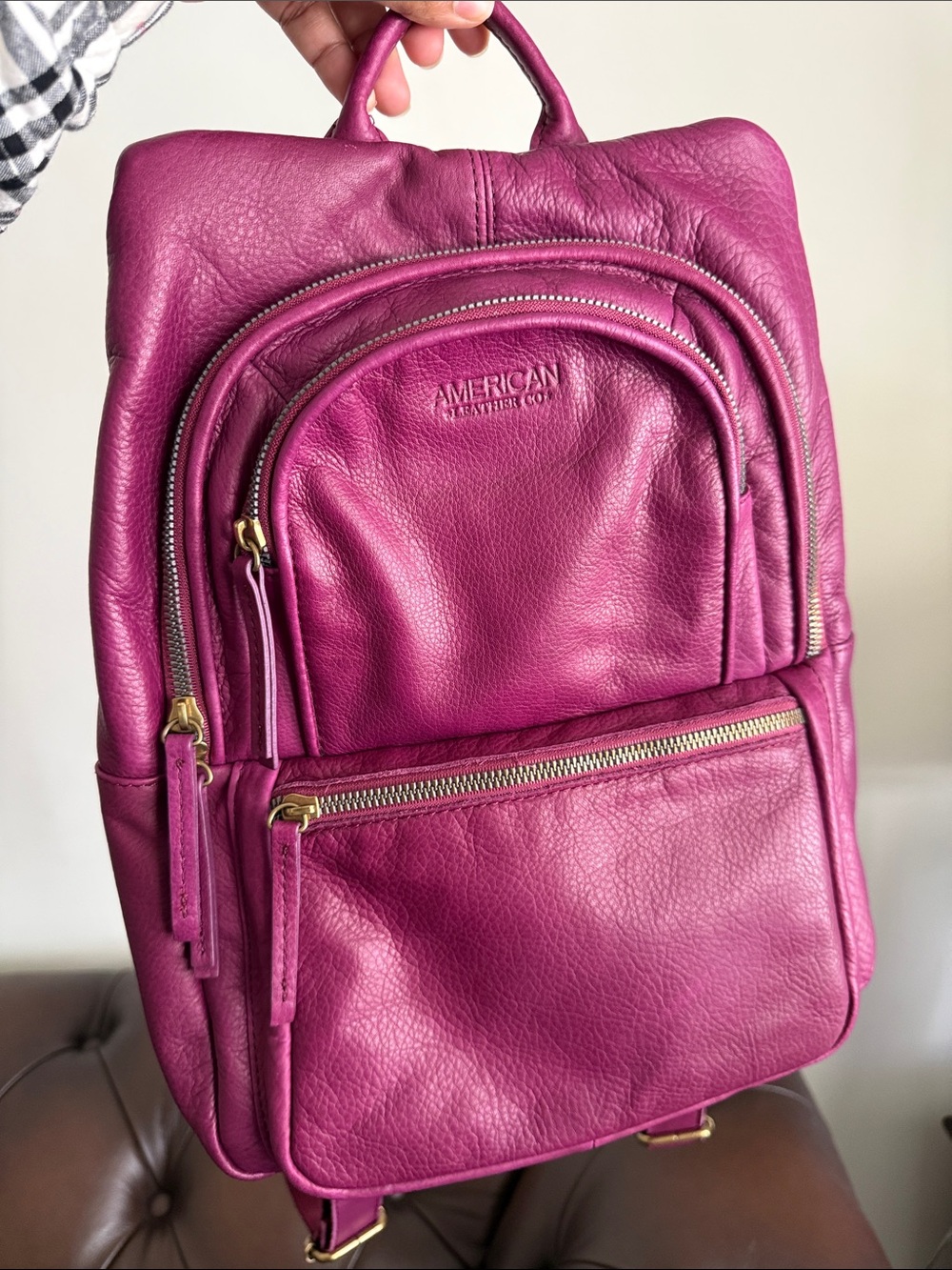 American Leather Co. Magenta/plum Leather Backpack